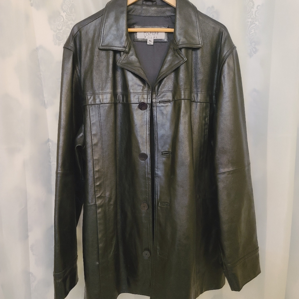 Mens Vintage Wilsons Leather Coat Black XL